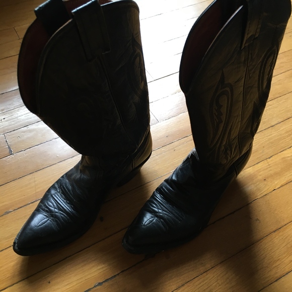 Nocona Shoes - Women's Black Leather Cowboy Western Boots Size 7